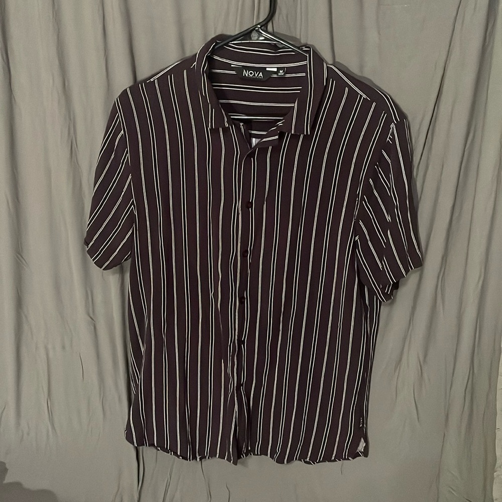 Nova Burgundy Striped Button Up Shirt